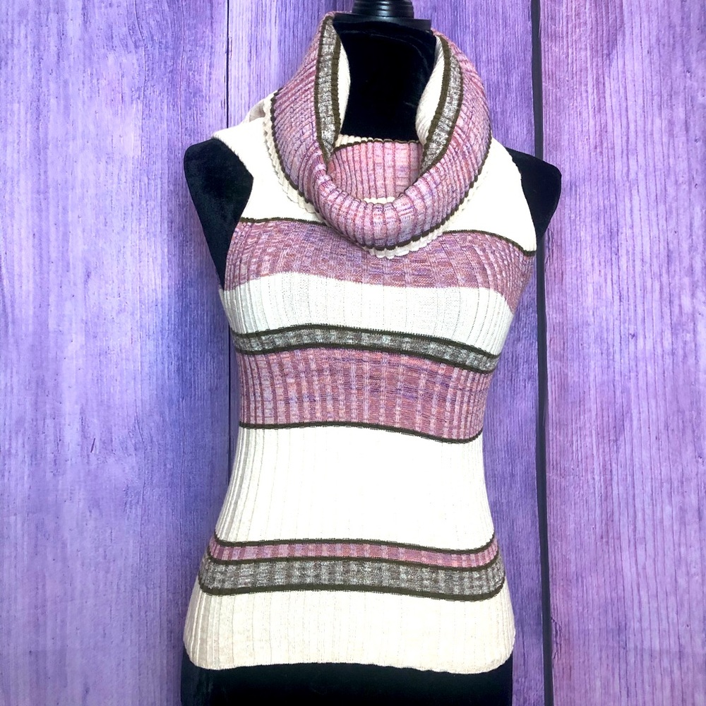 FREE PEOPLE KNIT STRIPED TURTLENECK TANK